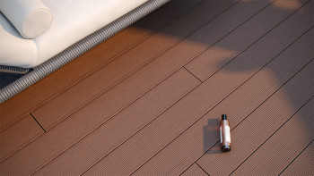 pannello per decking WPC planeo - camera cava rosso-marrone - scanalato/liscio