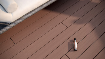 pannello per decking WPC planeo - camera cava rosso-marrone - scanalato/liscio