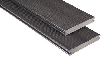 planeo WPC - decking solido grigio-marrone in rilievo/scanalato - da 1m a 6m