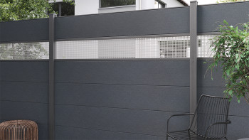 planeo Gardence Simply - Recinzione in PVC ad innesto Quadrata Grigio antracite 180 x 180cm