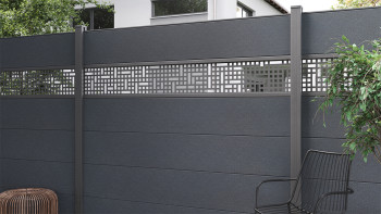 planeo Gardence Simply - Recinzione in PVC ad innesto Quadrata Grigio antracite 180 x 180cm