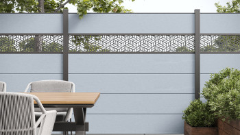 planeo Gardence Simply - Recinzione in PVC ad innesto Quadrata grigio argento 180 x 180cm