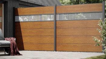 planeo Gardence Simply - Recinzione in PVC ad innesto Quadrata Quercia dorata