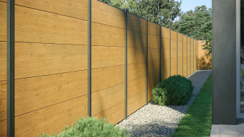 planeo Gardence Simply - Recinzione in PVC ad innesto Quadrata Quercia nodosa naturale