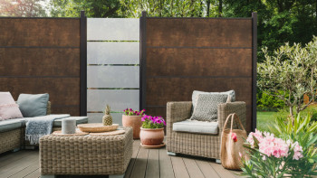 planeo Gardence Flair - Recinzione in vetro verticale strisce di blocco 90 x 180cm