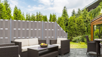 planeo Gardence Premade - Recinzione in BPC Quadrata Bicolore Sabbia 180 x 180cm