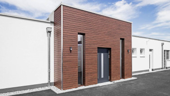 planeo Fassado - Rivestimento di facciata a strisce di WPC a rombi Prime maroon