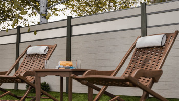 planeo Gardence Strong - recinzione a innesto BPC in vetro satinato sabbia bicolore 180 x 180 cm