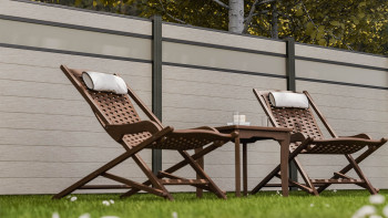 planeo Gardence Strong - recinzione a innesto BPC in vetro satinato sabbia bicolore 180 x 180 cm