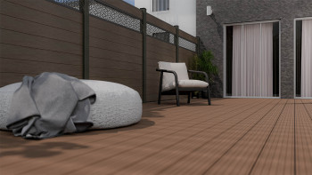 planeo Gardence Strong - recinzione a innesto BPC Leafs walnut co-ex 180 x 180 cm