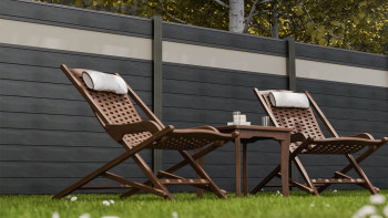 planeo Gardence Strong - recinzione a innesto BPC in vetro satinato grigio pietra co-ex 180 x 180 cm