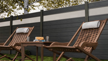 planeo Gardence Strong - recinzione a innesto BPC in vetro satinato grigio pietra co-ex 180 x 180 cm