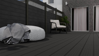 planeo Gardence Strong - recinzione a innesto BPC Leafs stone grey co-ex 180 x 180 cm