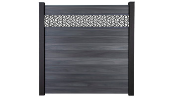 planeo Gardence Strong - recinzione a innesto BPC Leafs stone grey co-ex 180 x 180 cm