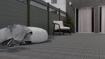 planeo Gardence Strong - recinzione a innesto BPC Leafs grey 180 x 180 cm