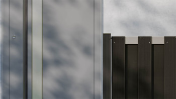 planeo Gardence Premade - BPC recinzione da giardino anteriore antracite con traversa EV1 argento 180 x 90 cm