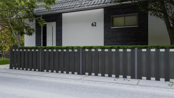 planeo Gardence Premade - BPC recinzione da giardino anteriore antracite con traversa EV1 argento 180 x 90 cm