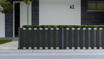 planeo Gardence Premade - BPC recinzione da giardino anteriore antracite con traversa EV1 argento 180 x 90 cm