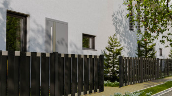 planeo Gardence Premade - BPC recinzione da giardino anteriore antracite con traversa EV1 argento 180 x 90 cm