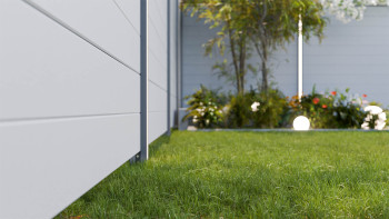 planeo Gardence Simply Small - recinzione a innesto in PVC grigio argento 180 x 180 cm