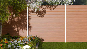 planeo Gardence Simply Small - Recinzione a innesto in PVC Golden Oak 180 x 180 cm