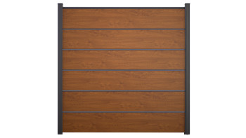 planeo Gardence Simply Premium - recinzione a innesto in PVC Rovere dorato con lesene in antracite 180 x 180 cm