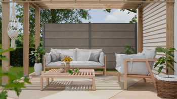 planeo Gardence Simply Premium - recinzione a innesto in PVC Monument Oak con lesene in antracite 180 x 180 cm