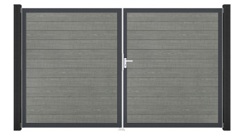 planeo Gardence Simply Small - Porta in PVC - DIN destra a 2 ante Grigio Cenere con telaio in alluminio antracite | DB703 300 x 180 cm