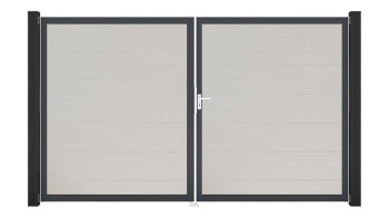 planeo Gardence Simply Small - Porta in PVC - DIN destro a 2 ante bianco con telaio in alluminio antracite | DB703 300 x 180 cm