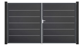 planeo Gardence Simply Premium - Porta in PVC - DIN destra 2 ante antracite con telaio in alluminio antracite | DB703 300 x 180 cm