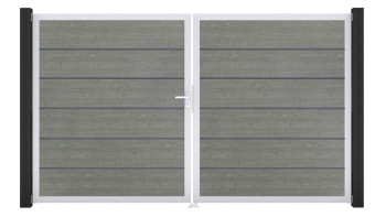 planeo Gardence Simply Premium - Porta in PVC - DIN sinistra a 2 ante Grigio Cenere con telaio in alluminio argento | EV1 300 x 180 cm