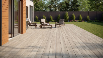 planeo TitanBoard HPL decking board cracked oak light