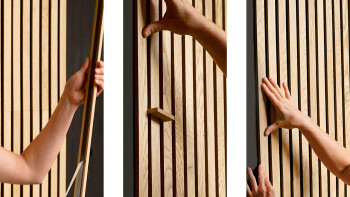 Pannelli acustici Skaben SilentWall Easy-Sticks - rovere marrone chiaro - 250 x 3,45 cm