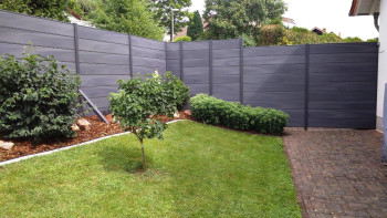 planeo Gardence Deluxe - Recinzione premium BPC stone grey coex