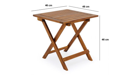 tavolo da giardino planeo in legno di acacia oliato 46 x 46 cm pieghevole