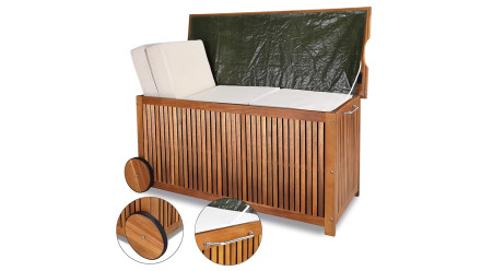 scatola per cuscini planeo in legno di acacia 120 x 55 x 60 cm telone interno