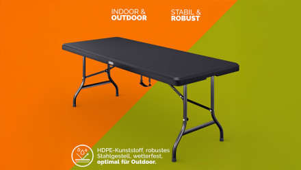 tavolo pieghevole planeo in plastica antracite 183 x 75 x 73 cm