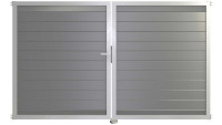 planeo Gardence Metallic - Porta in alluminio DIN Sinistro a 2 ante Grigio argento con telaio in alluminio argento