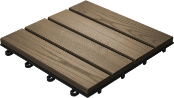 piastrella per terrazza in legno planeo termo-cenere liscio 30x30 cm - 6 pz.