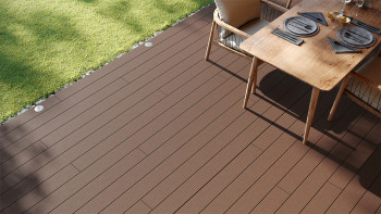 planeo LineWood WPC Pannello per decking solido - marrone scuro 3m scanalato/scanalato