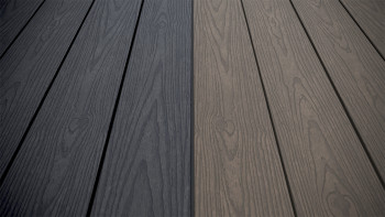 planeo CoEXWood WPC tavola con rivestimento solido - Grigio antracite/Grigio-marrone 3m strutturato