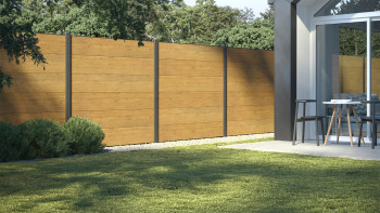 planeo Gardence Simply - Recinzione in PVC ad innesto Quadrata Quercia nodosa naturale