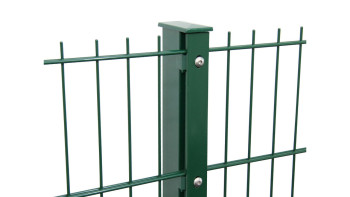 Palo di recinzione tipo F verde muschio per recinzione a doppia maglia - altezza recinzione 1230 mm