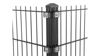Palo d'angolo tipo P antracite per recinzione a doppia rete - altezza recinzione 1030 mm