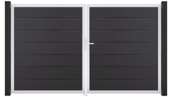 planeo Gardence Strong XL - Porta BPC - DIN Destro a 2 ante Grigio antracite con telaio in alluminio argento