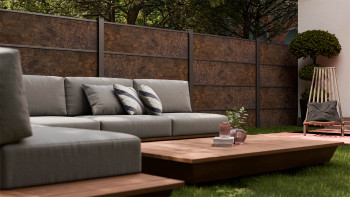 planeo Gardence Resistant - recinzione a innesto in HPL effetto ruggine 180 x 183 cm