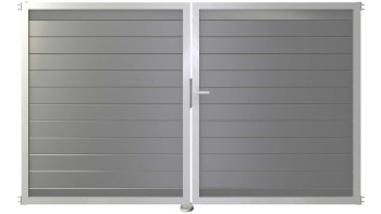 planeo Gardence Metallic - Porta in alluminio DIN Destro a 2 ante Grigio argento con telaio in alluminio argento