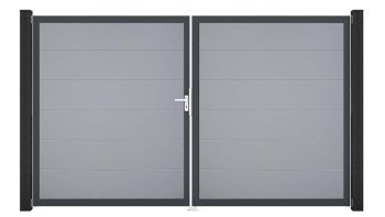 planeo Gardence Simply - Porta in PVC - DIN Sinistro a 2 ante Grigio argento con telaio in alluminio antracite